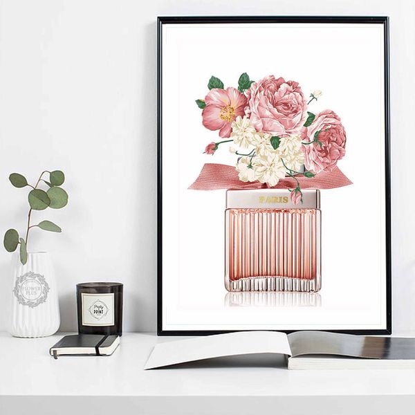 

perfume rose peony flower wall art canvas painting nordic posters and prints watercolor wall pictures for living room decor