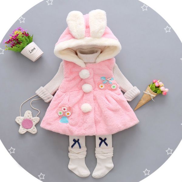 

winter baby girl clothing waistcoat cartoon vest casual hooded thicken children's jacket coats kids clothes girls, Blue;gray