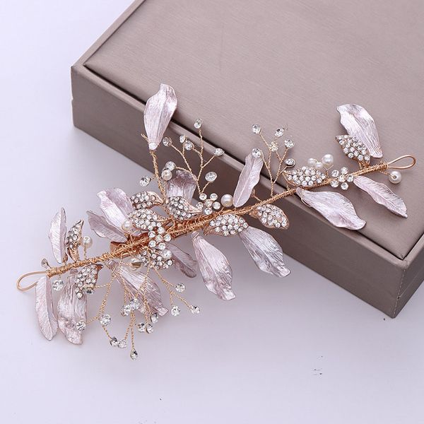 

rhinestones headband silver floral leaf crystal bridal wedding hair accessorie prom party bridesmaids hair vine for brides tiara, Golden;white