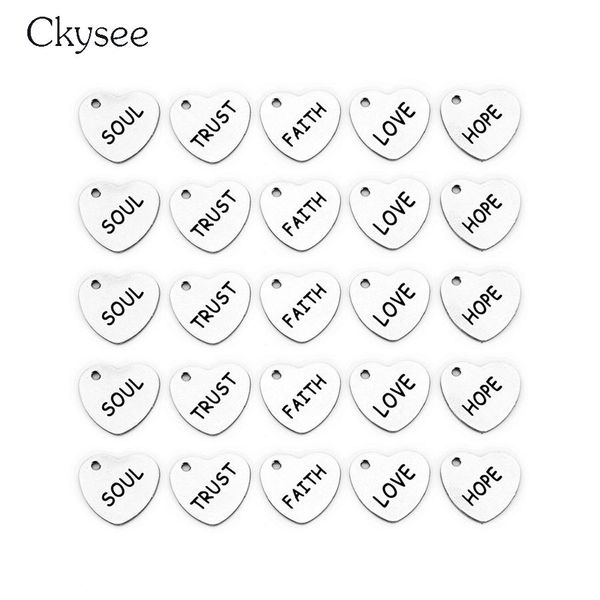 

подвески ckysee 5шт / lot серебро цвет вера надежда любовь шарм из нержавеющей стали письмо подвеска 13x14mm для ожерелья изготовление ювели, Silver