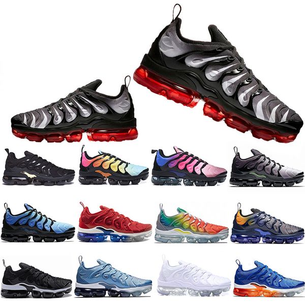 

Cheaper New TN Plus Running Shoes Men Women Game Royal Rainbow bleached aqua TRIPLE WHITE BLACK Fades Blue VOLT Trainer Designer Sneakers