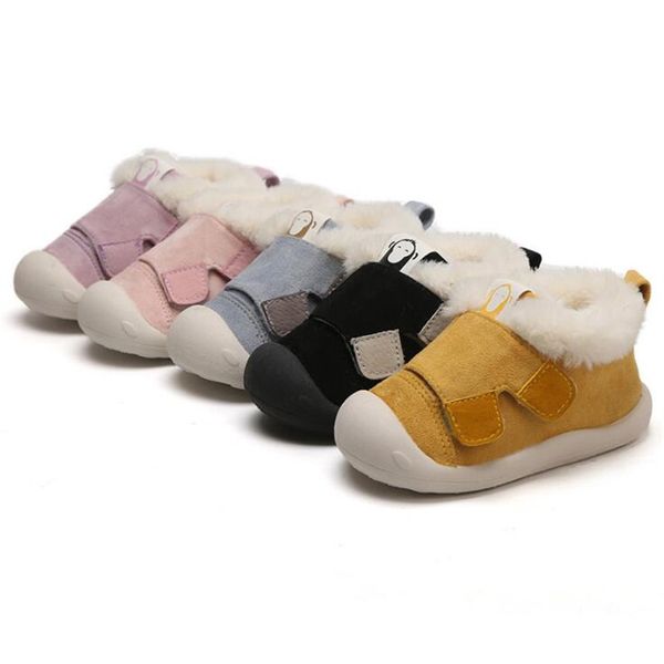 

mhyons winter baby girl boy snow boots thicken plush infant newborn toddler boots soft bottom non-slip kids children shoes, Black;grey
