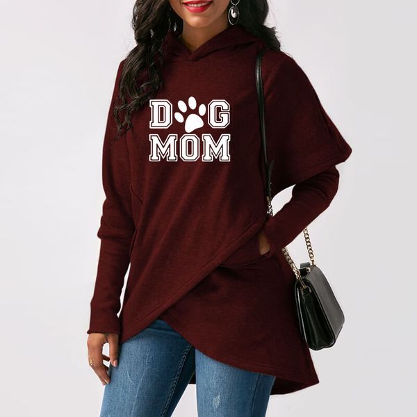 

dog mom letter print graphic hoodies women kawaii women femmes spring autumn mother day gift cotton sweatshirt, Black