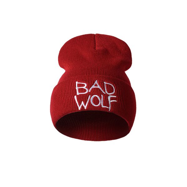 

winter caps bad wolf letter embroidery fashion keep warm wool knitted earmuffs beanies hats caps for men women 2018, Blue;gray