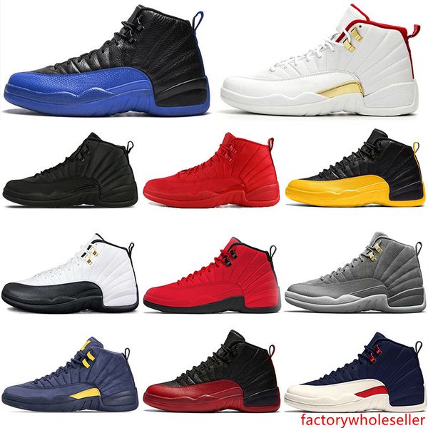 

2020 game royal 12 12s men basketball shoes gym red black white university gold taxi flu game bulls athletic mens trainers sports sneakers