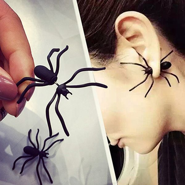 

punk earring black spider ear stud funny style weird design earring decoration jewelry accessories for party rra1979