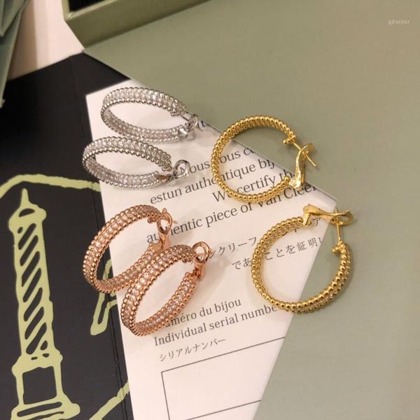 

earring circle earrings jewelry asian gold plating 18k 925 silver post1, White