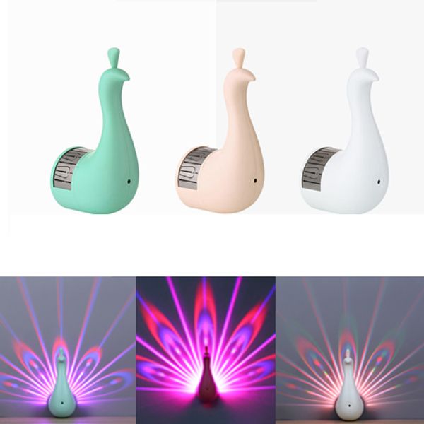 

creative peacock wall lights 3d led projection night light magic colorful remote control lamp home decoration night light
