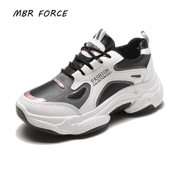 

mbr force women's sneakers fashion muffin flats thick sole round toe lace up casual ladies sneakers, Black