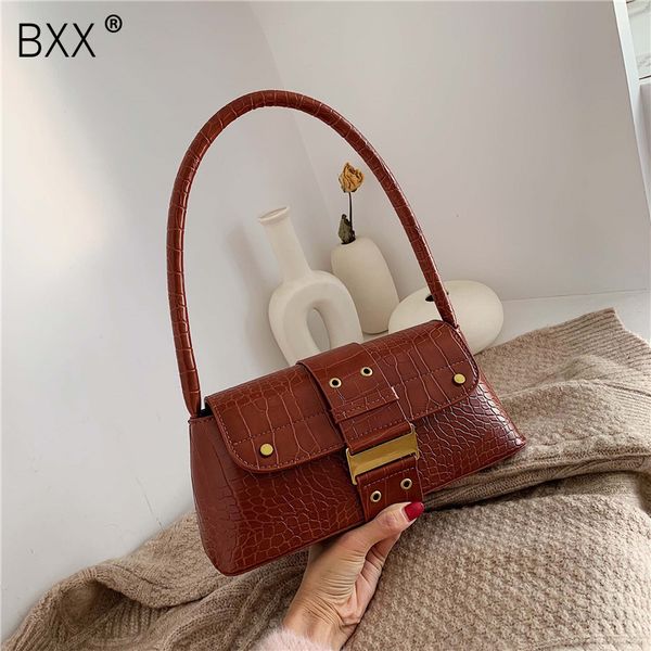 

bxx] crocodile pattern pu leather crossbody baguette bags for women 2019 new shoulder messenger bag female travel handbag hj353