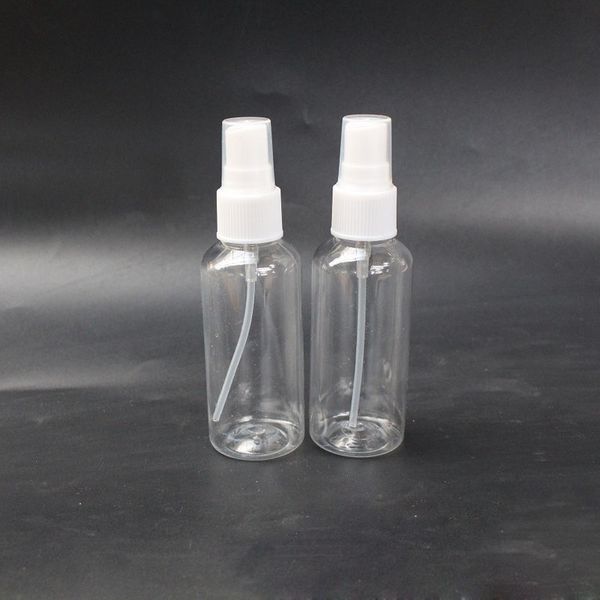 Flacone spray in plastica PET da 2 OZ all'ingrosso Flacone campione per cosmetici Contenitore per profumo da 60 ml con nebulizzatore fine
