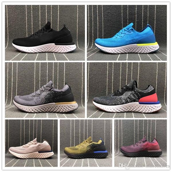 

Wholesale Epic React Fly Knitting Sport Sneaker Black Grey Green Red Blue Gold Designer Breathable Running Shoe Without Box