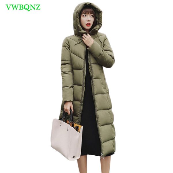 

new fashion autumn winter jacket warm down cotton jacket coat long hooded pockets coat female loose plus size outerwear 6xl a959, Black
