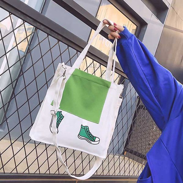 

женщины холст сумки лето женские сумки плеча простые cartoon печати студенты школы сумка bolsa feminina