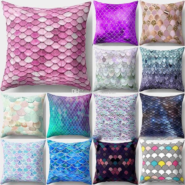 

mermaid fish scale pillowcase cover glamour square pillow case cushion cover home sofa car decor mermaid pillow covers 16 color wx9-1241