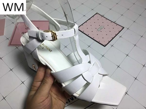 

new white real leather square head high heels single shoes sandals women high heels sandals slippers mules slides pumps shoes