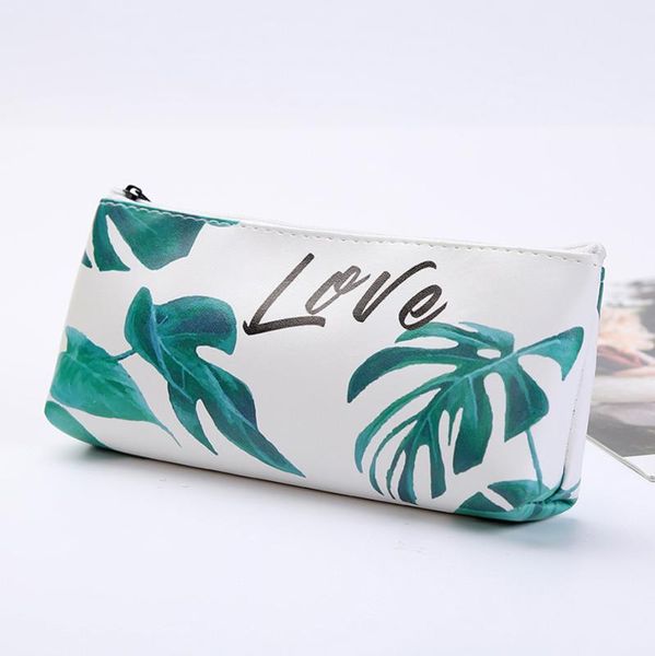 

3colors kawaii pencil case leaf gift estuches school box bag for stationery art supplies cases