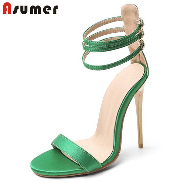 

asumer 2020 big size 34-47 women sandals buckle super high heel summer sandals solid colors party wedding shoes ladies, Black