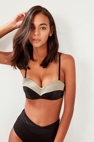 

trendyol black mink with color block bikini tbess19he0009
