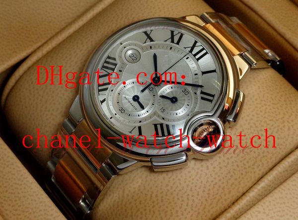 

new style men's date wrist watches w6920063 two tone 18k rose gold and stainless steel quartz movement mens watches, Slivery;brown