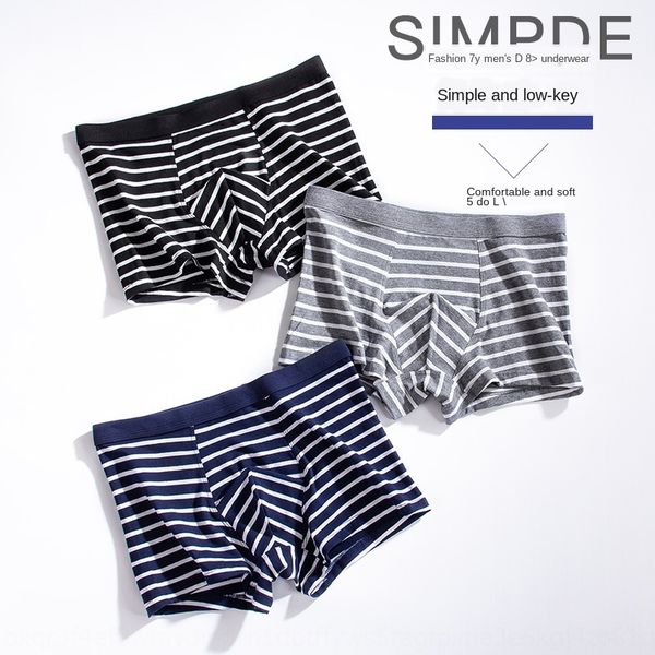 

general label oem pure cotton men's underwear mid-waist striped men's boxer underwear, Black;white