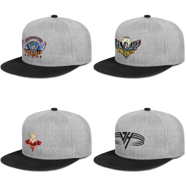 

iii van halen mens and women flat edge trucker cap fitted design your own classic hats 1984 decor tour of the world logo, Blue;gray