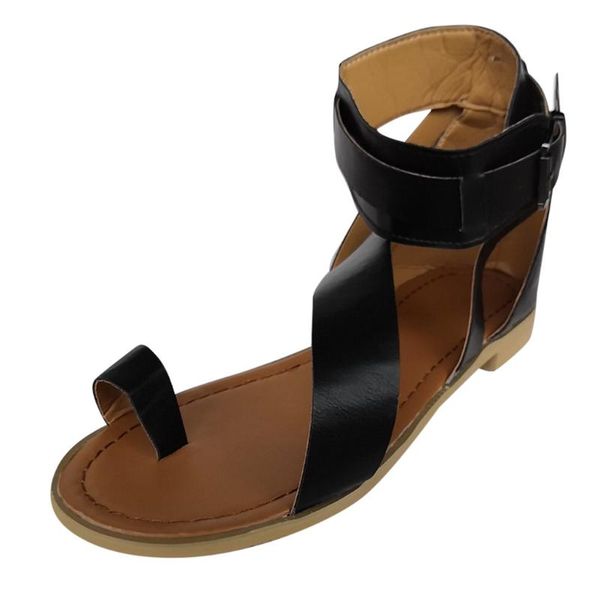 

women's open toe sandals flip-flops clip toe flats buckle casual beach shoes sandals summer shoes femme platform zapatos, Black