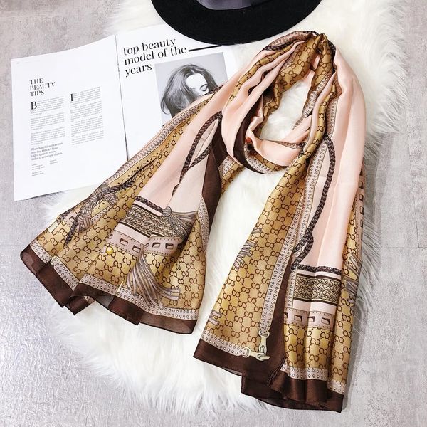 

famous designer silk scarf womens luxury fashion shawl scarf 4 seasons long neck ring size 180x90cm with gift box optional, Blue;gray