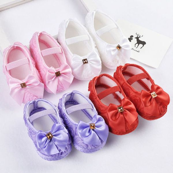 

newborn to18m infants baby girl soft casual popular bow-knot fashion girls crib shoes moccasin prewalker sole shoes canis