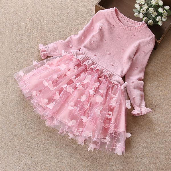 

girls dress winter brand knitted sweater dress princess costume girls pullovers kids clothes children dress long sleeve hb2127, Red;yellow