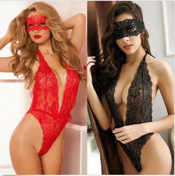 

lingerie sleepwear lace women's g-string underwear babydoll nightwear, Red;black