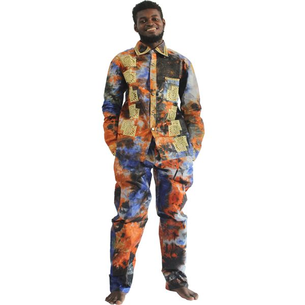 

md 2020 new african men's clothes bazin riche african clothing men's traditional shirt pants sets dashiki men shirt, Red