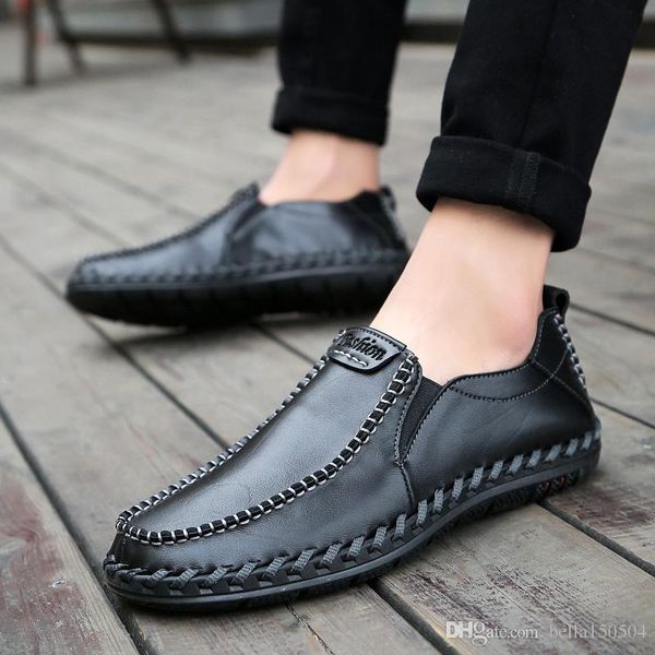 

soft genuine leather male shoes suede loafer official shoes gentle mens travel walk shoe casual comfort breath shoes for men ing, Black