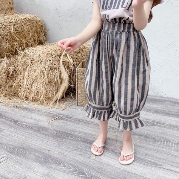 

2020 new girls striped pants summer cotton fashion girls pants 1-6t qh305, Blue
