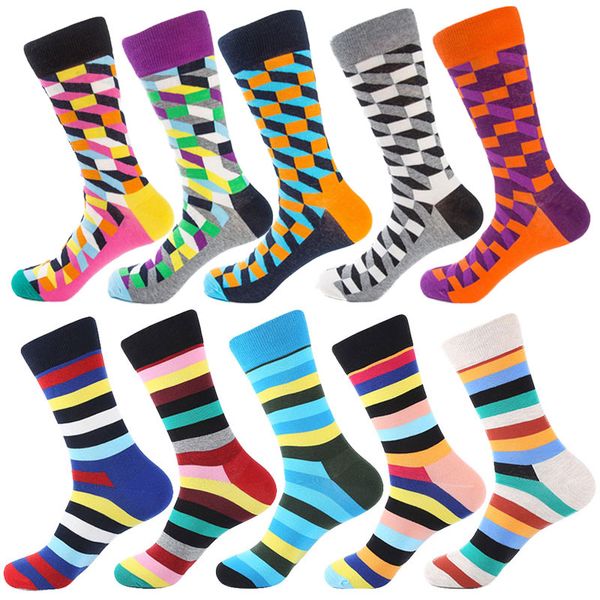

cotton men women art happy funny stripes socks crew pattern hip hop stripe socks long short casual harajuku novelty gifts men, Black