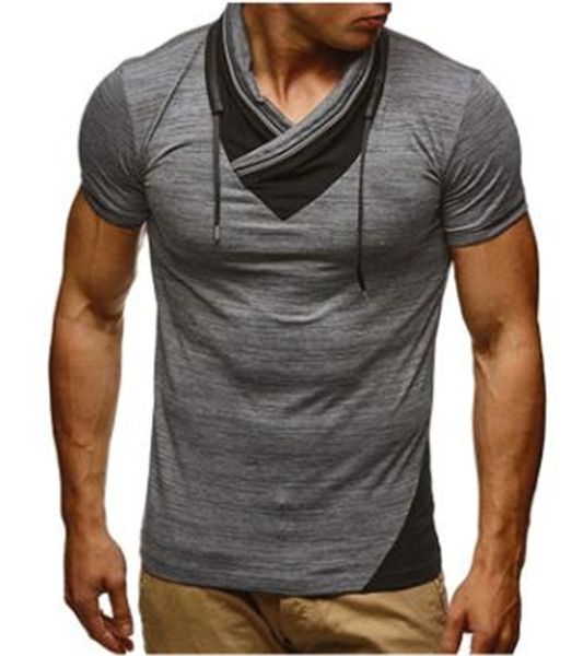 

мужские цвета matching футболки летний спорт высокий шеи с коротким рукавом мужской тис лето тонкий homme одежда, White;black