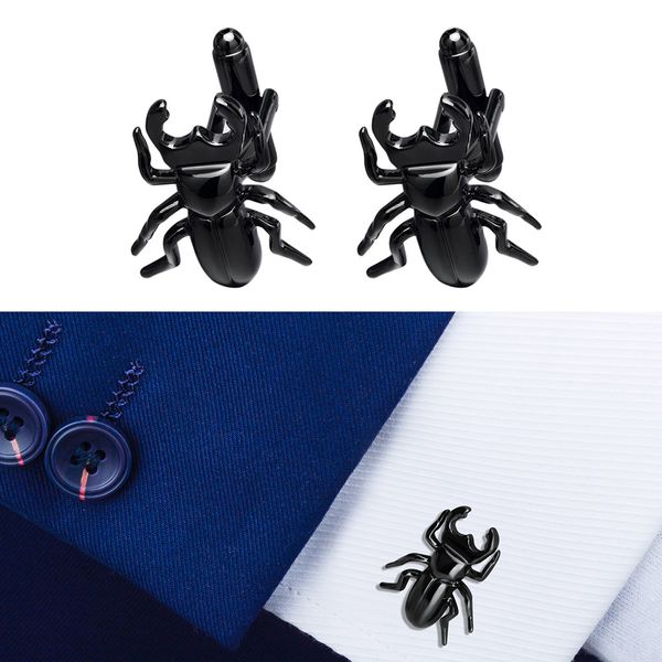 

1 pair 3d insect cufflinks black cuff links set wedding jewelry for him, Silver