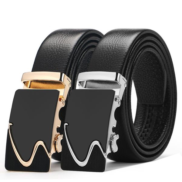 

new selling men belt fashion alloy automatic buckle belt business affairs casual decoration men's belts, Black;brown
