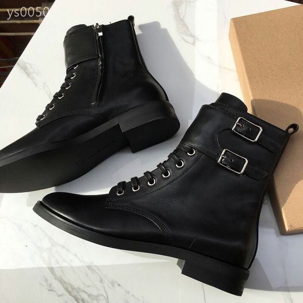 

net red thick bottom leather classic autumn martin boots female cool side zipper boots high-end single boots british style black