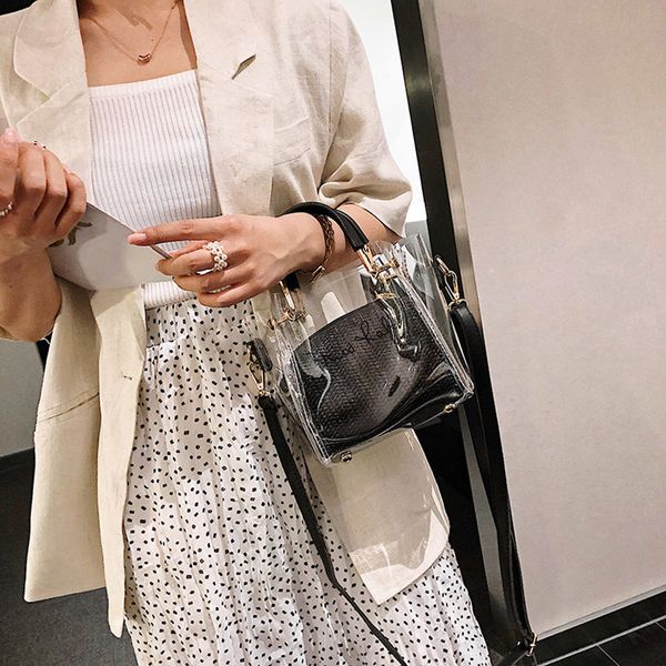 

fashion casual women's bag summer grass weave handbag crossbody bag girl chain transparent drop shipping#35