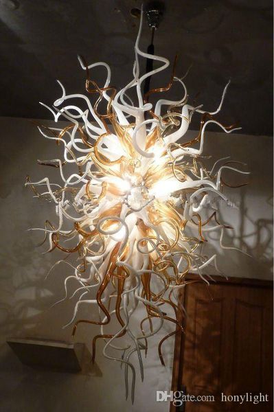 

home decorative white and amber color blown glass large chandelier lighting led light source contemporary glass chandelier lights