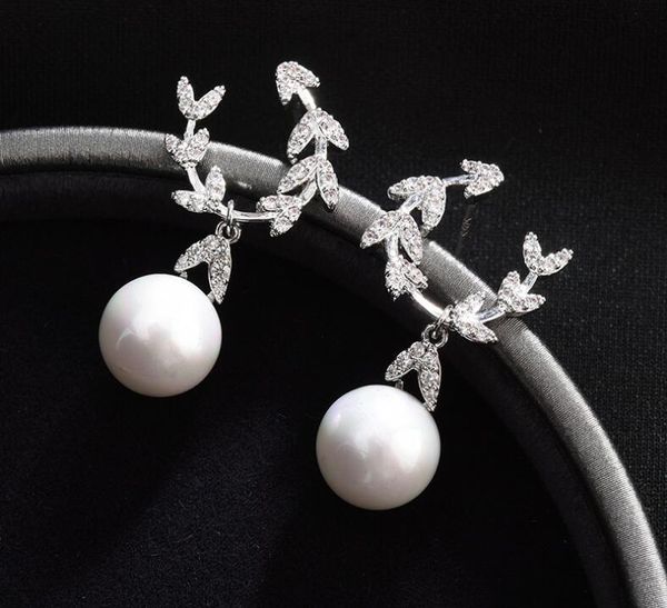 

fashion women earrings zircon petal flower shell bead fashion ladies evening party ear accessories, Silver