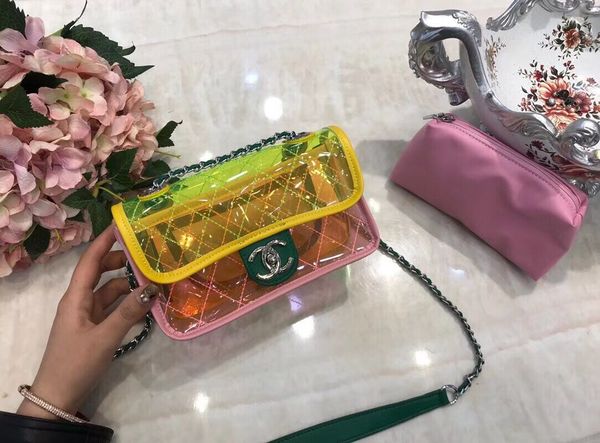 

High Quality PVC Transparent Jelly Bag Women Messenger Bags Summer Girl Beach Bag Fashion Chains Shoulder Crossbody Bags small purses Ladies