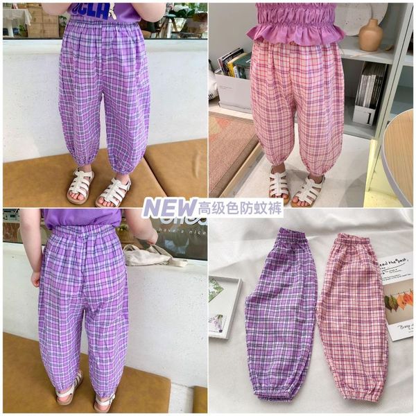 

2020 new wholesale baby girls plaid pants summer kids girls pants 1-6 years, Blue