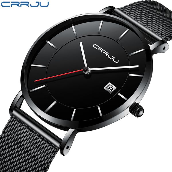 

simple crrju new business silm men sports watches waterproof wristwatches black arrival masculino relogio male 2020 men clock iqthf, Slivery;brown