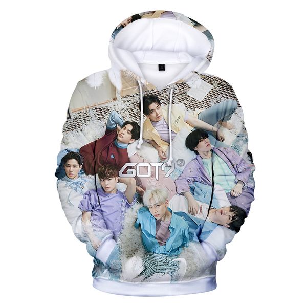

kpop bambam boys got7 hoodie sweatshirt women 3d print got7 album present you long sleeve men hip hop pullover hoodies, Black