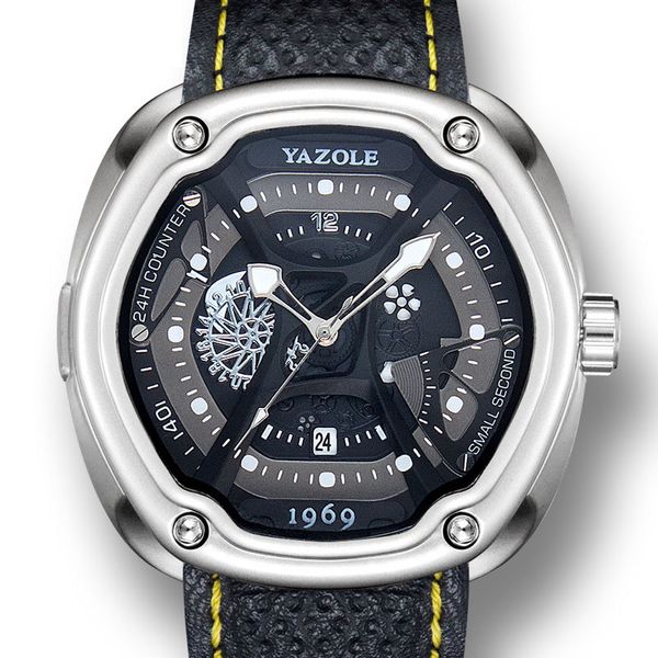 

men's luxurious sports watch luminous waterproof quartz original calendar watches yazole lovers gift manufacturer wholesale, Slivery;brown