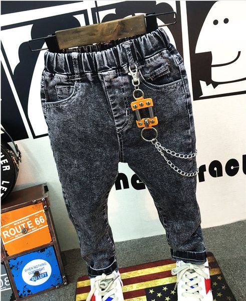 

2018 fashion boys jeans for spring & fall 2-7years children's denim trousers kids black gray designed pants ing, Blue