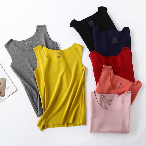 

2020 осень и зима весна новый стиль женская slim fit dralon кажущийся теплый жилет плюс бархат лихорадка нижнее белье, Black;white