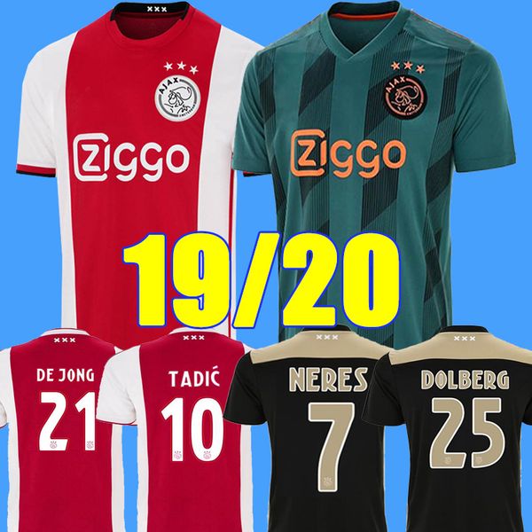 

top Thailand 19 20 Ajax FC soccer jersesy DE JONG TADIC ZIYECH DOLBERG HUNTELAAR MEN KIDS 2019 2020 Netherland champions football kit shirt